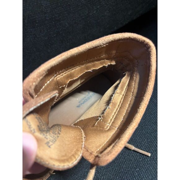 Arizona Jean Co Women’s Brown Suede Lace Ankle Boots Plaid Lined Fold  Size 7 - Picture 7 of 7